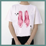 FINESSE GEAR WATERCOLOR HIGH HEELS SHOES PRINT VOGUE T-SHIRT'S