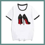 FINESSE GEAR WATERCOLOR HIGH HEELS SHOES PRINT VOGUE T-SHIRT'S