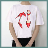 FINESSE GEAR WATERCOLOR HIGH HEELS SHOES PRINT VOGUE T-SHIRT'S