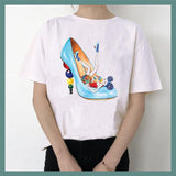 FINESSE GEAR WATERCOLOR HIGH HEELS SHOES PRINT VOGUE T-SHIRT'S