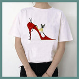 FINESSE GEAR WATERCOLOR HIGH HEELS SHOES PRINT VOGUE T-SHIRT'S