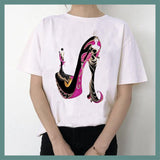 FINESSE GEAR WATERCOLOR HIGH HEELS SHOES PRINT VOGUE T-SHIRT'S