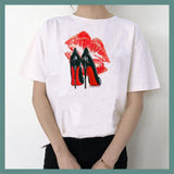 FINESSE GEAR WATERCOLOR HIGH HEELS SHOES PRINT VOGUE T-SHIRT'S