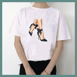 FINESSE GEAR WATERCOLOR HIGH HEELS SHOES PRINT VOGUE T-SHIRT'S