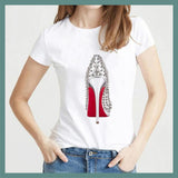 FINESSE GEAR WATERCOLOR HIGH HEELS SHOES PRINT VOGUE T-SHIRT'S